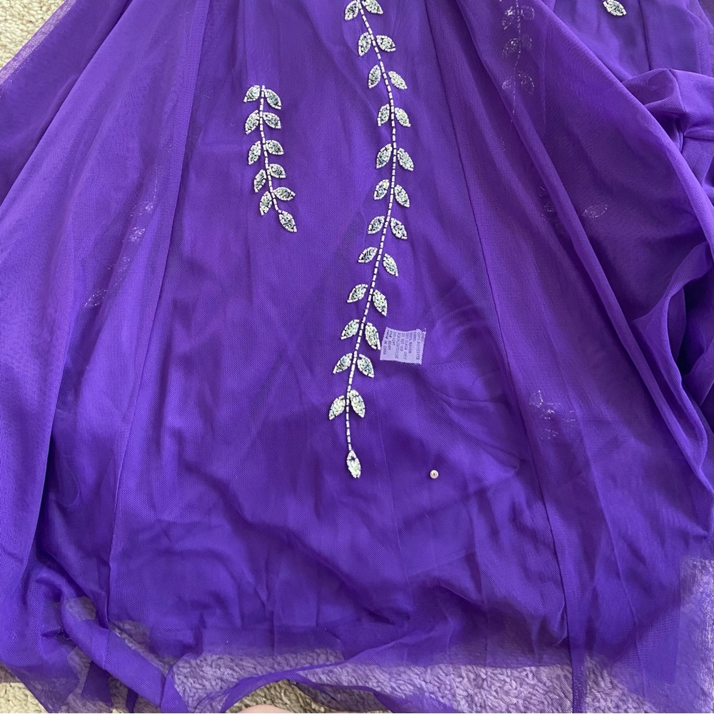 Vintage David's Bridal Purple Mermaid Beaded Formal Prom Dress - Picture 6 of 7